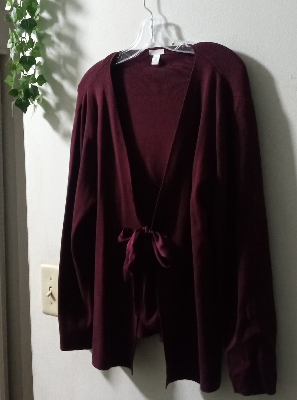 Apt 9 Open Tie-Front Cardigan in Deep Burgundy